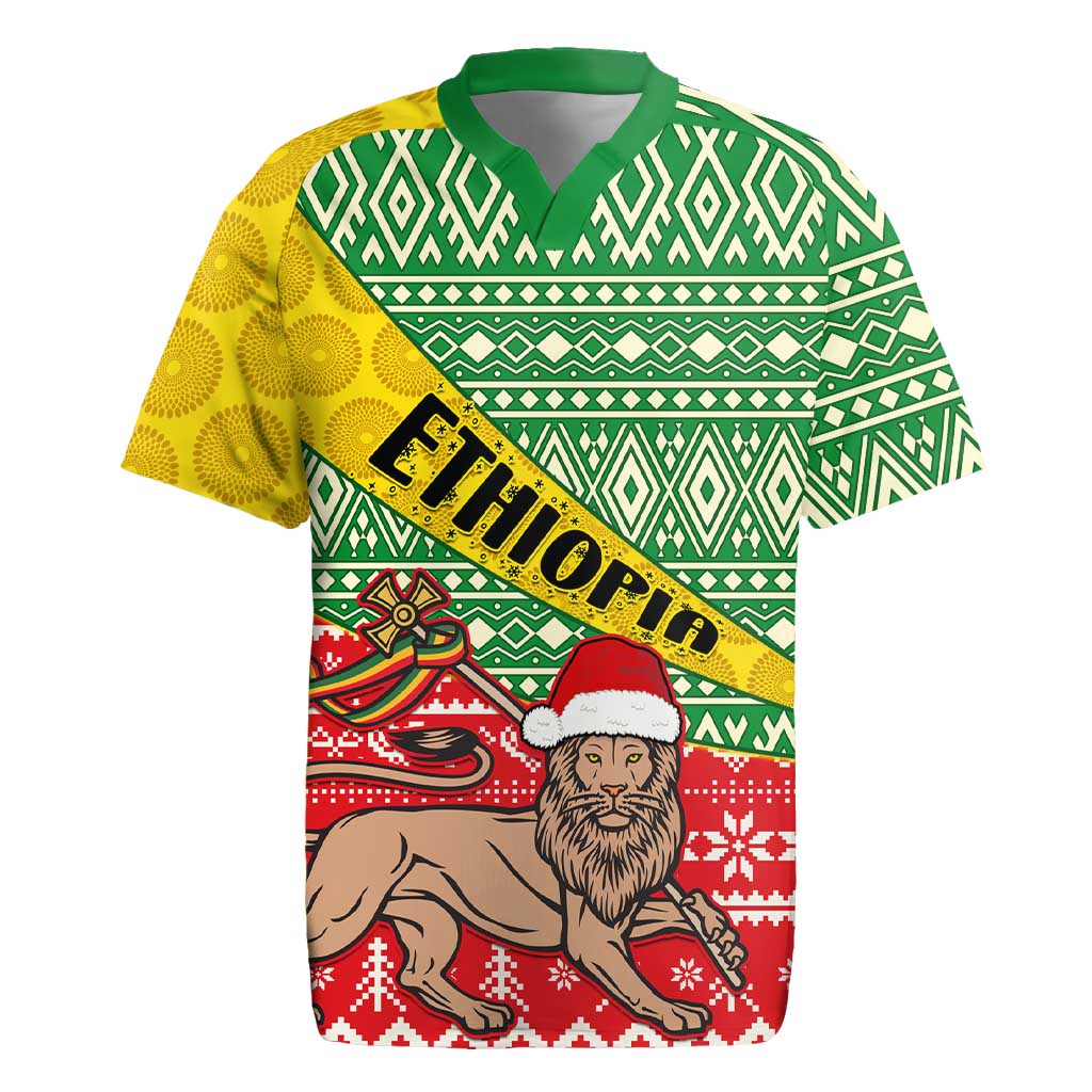 Ethiopia Christmas Rugby Jersey - Melkam Gena with African Pattern