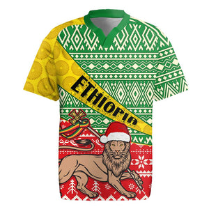 Ethiopia Christmas Rugby Jersey - Melkam Gena with African Pattern