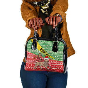 Ethiopia Christmas Shoulder Handbag - Melkam Gena with African Pattern