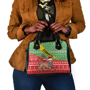 Ethiopia Christmas Shoulder Handbag - Melkam Gena with African Pattern