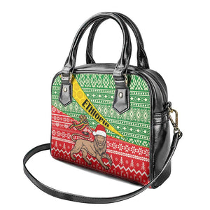 Ethiopia Christmas Shoulder Handbag - Melkam Gena with African Pattern