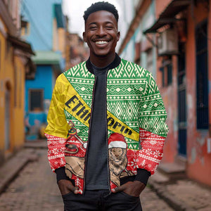 Ethiopia Christmas Sleeve Zip Bomber Jacket - Melkam Gena with African Pattern