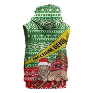 Ethiopia Christmas Sleeveless Hoodie - Melkam Gena with African Pattern - African Pride