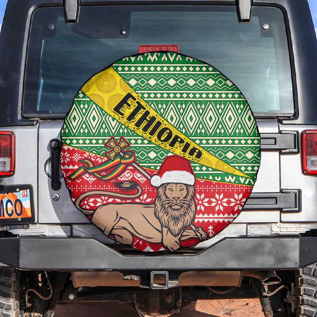 Ethiopia Christmas Spare Tire Cover - Melkam Gena with African Pattern