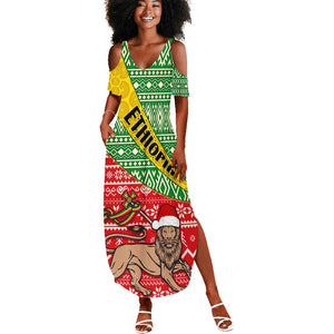 Ethiopia Christmas Summer Maxi Dress - Melkam Gena with African Pattern