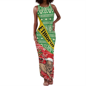 Ethiopia Christmas Tank Maxi Dress - Melkam Gena with African Pattern