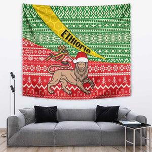 Ethiopia Christmas Tapestry - Melkam Gena with African Pattern