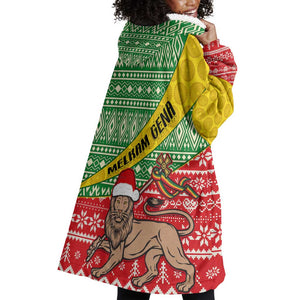 Ethiopia Christmas Wearable Blanket Hoodie - Melkam Gena with African Pattern