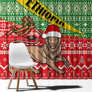 Ethiopia Christmas Window Curtain - Melkam Gena with African Pattern