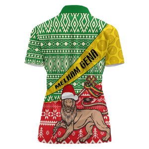 Ethiopia Christmas Women Polo Shirt - Melkam Gena with African Pattern