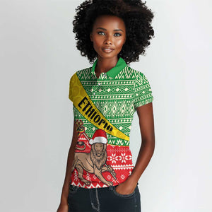 Ethiopia Christmas Women Polo Shirt - Melkam Gena with African Pattern