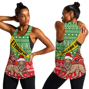 Ethiopia Christmas Women Racerback Tank - Melkam Gena with African Pattern