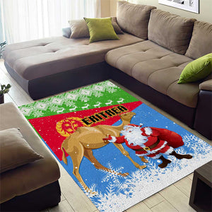 Eritrea Christmas Area Rug with Santa Claus and Dromedary Camel