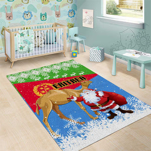 Eritrea Christmas Area Rug with Santa Claus and Dromedary Camel