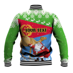 Custom Eritrea Christmas Baseball Jacket with Santa Claus and Dromedary Camel LT01