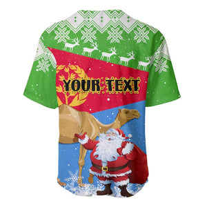 Custom Eritrea Christmas Baseball Jersey with Santa Claus and Dromedary Camel