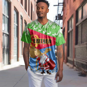 Custom Eritrea Christmas Baseball Jersey with Santa Claus and Dromedary Camel