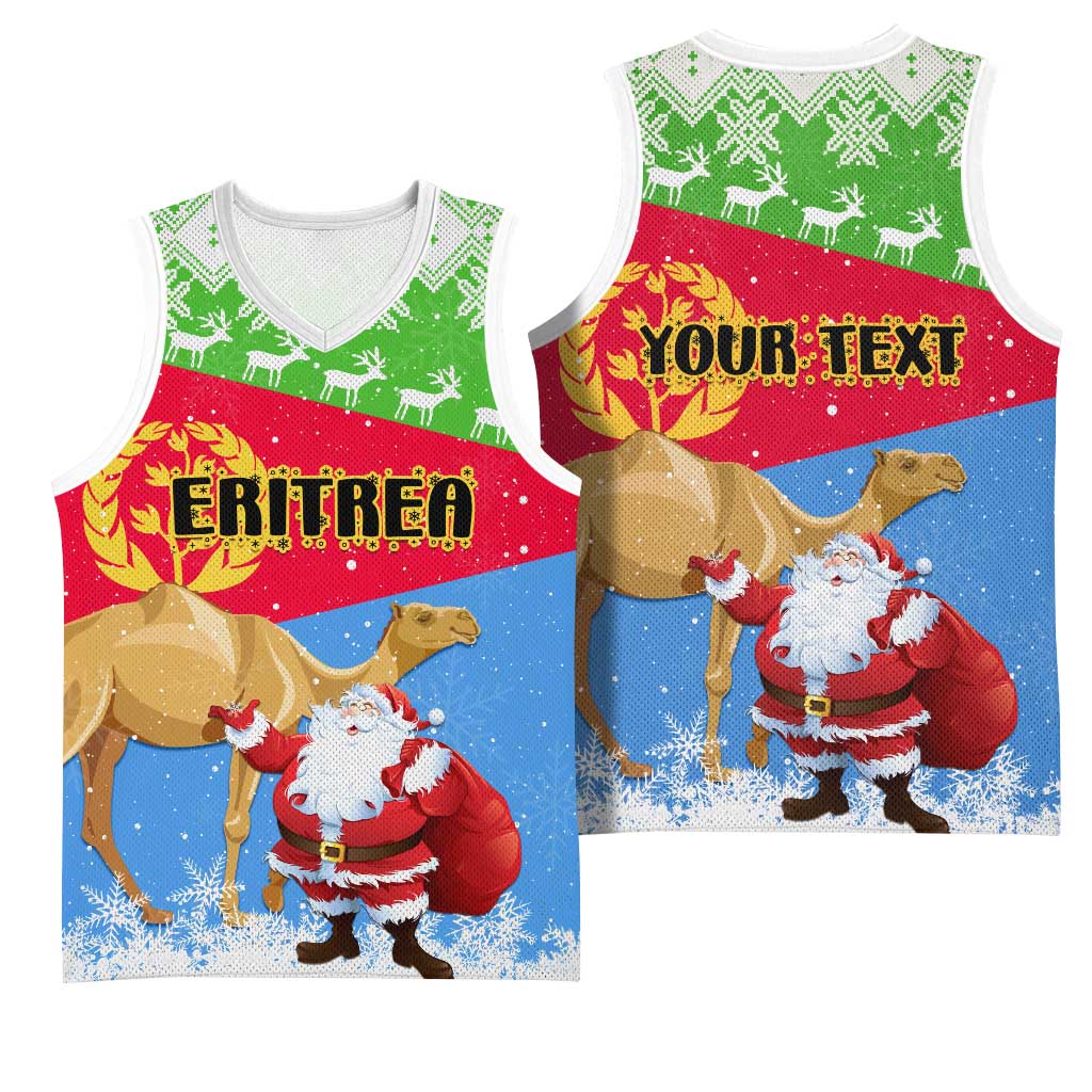 Custom Eritrea Christmas Basketball Jersey with Santa Claus and Dromedary Camel LT01