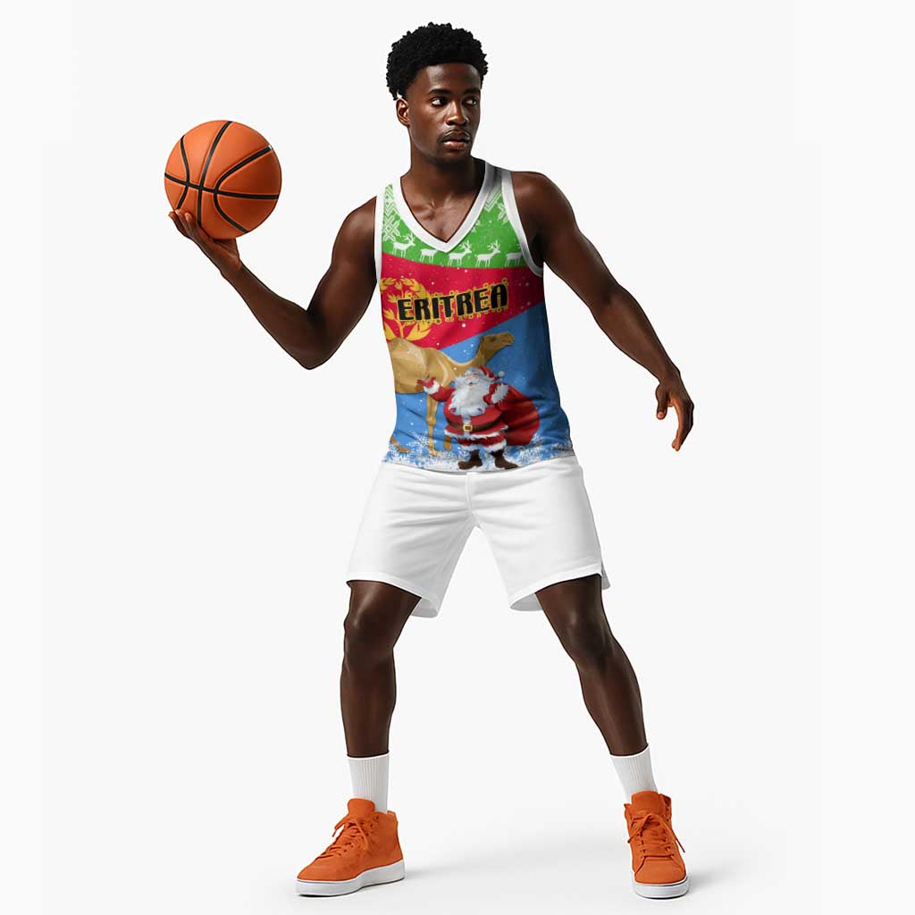 Custom Eritrea Christmas Basketball Jersey with Santa Claus and Dromedary Camel LT01