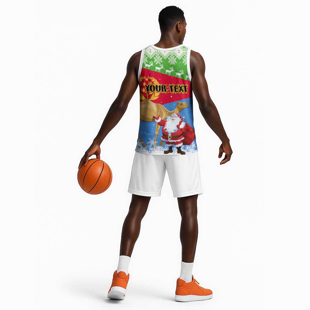 Custom Eritrea Christmas Basketball Jersey with Santa Claus and Dromedary Camel LT01