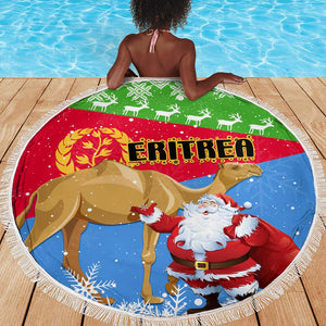 Eritrea Christmas Beach Blanket with Santa Claus and Dromedary Camel