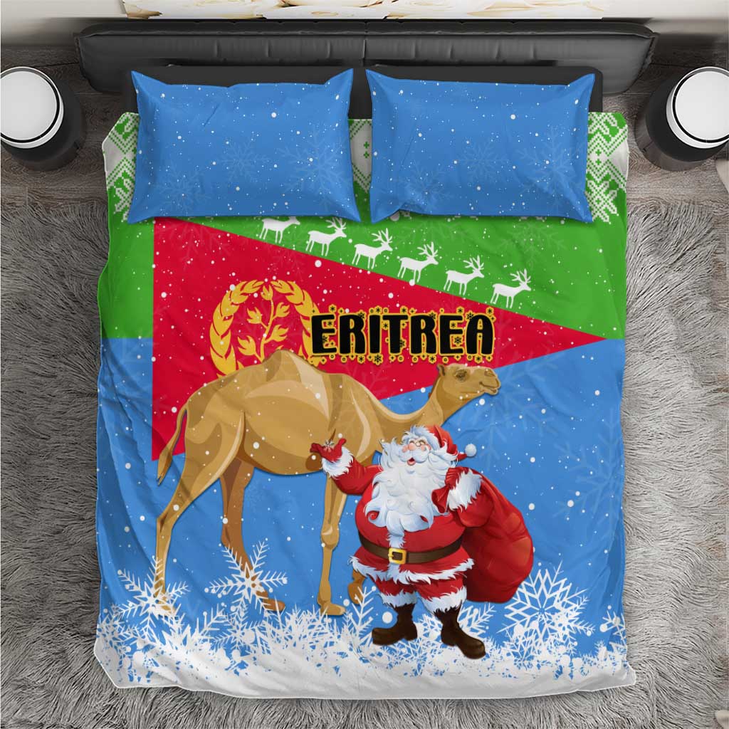 Eritrea Christmas Bedding Set with Santa Claus and Dromedary Camel