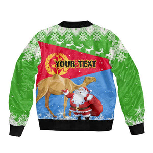 Custom Eritrea Christmas Bomber Jacket with Santa Claus and Dromedary Camel