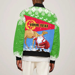 Custom Eritrea Christmas Bomber Jacket with Santa Claus and Dromedary Camel