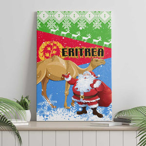 Eritrea Christmas Canvas Wall Art with Santa Claus and Dromedary Camel