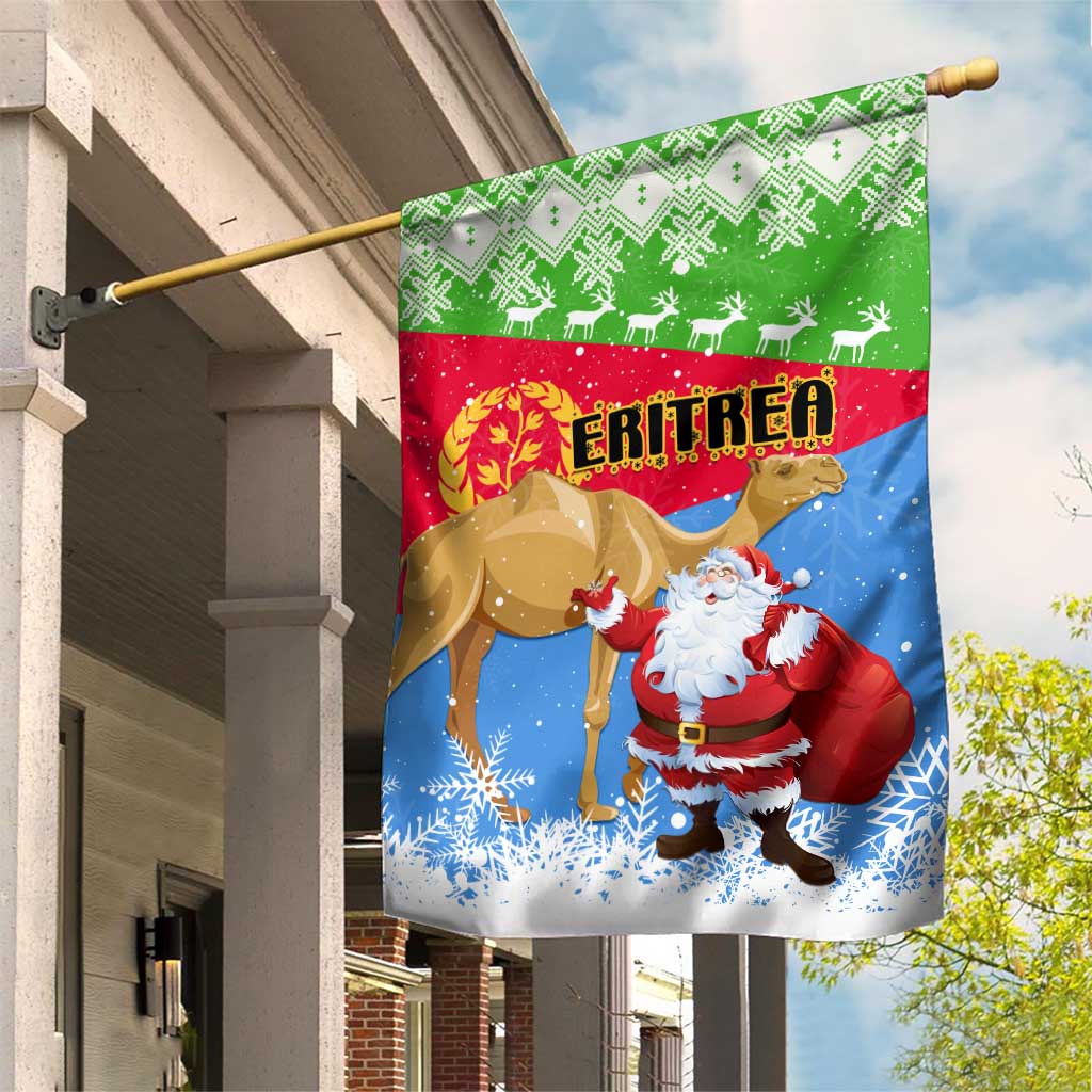 Eritrea Christmas Garden Flag with Santa Claus and Dromedary Camel