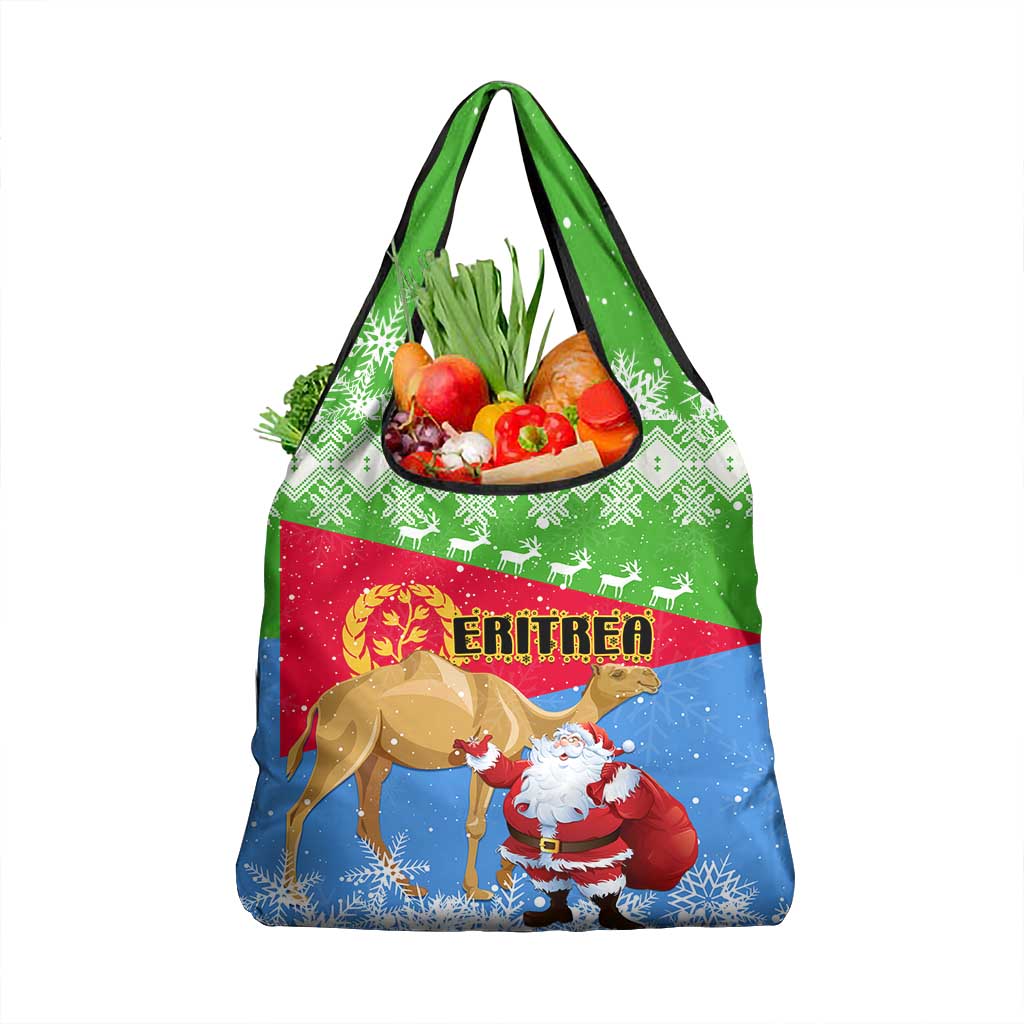 Eritrea Christmas Grocery Bag with Santa Claus and Dromedary Camel