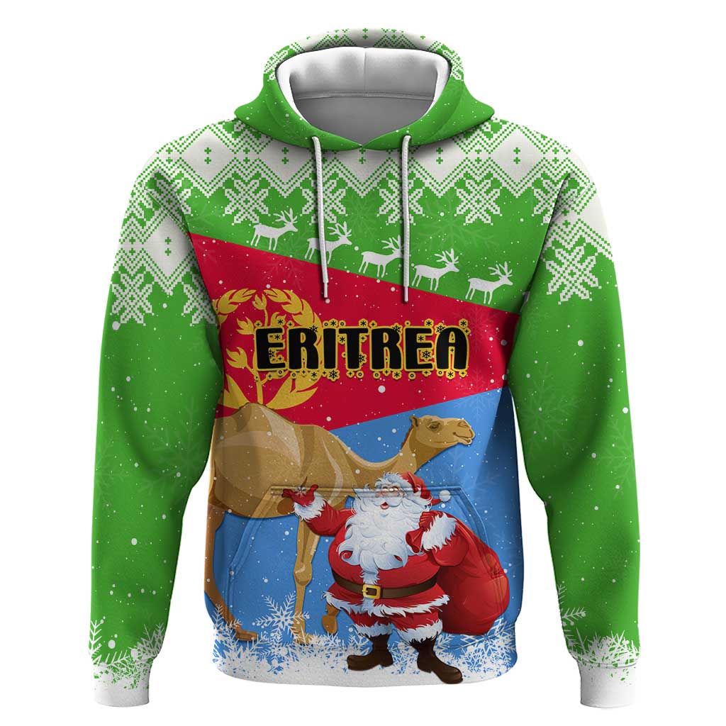 Custom Eritrea Christmas Hoodie with Santa Claus and Dromedary Camel