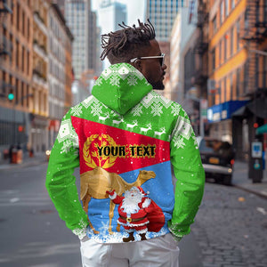 Custom Eritrea Christmas Hoodie with Santa Claus and Dromedary Camel