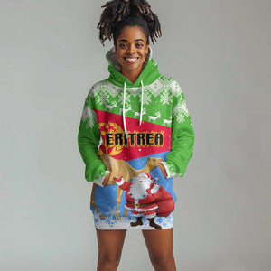 Custom Eritrea Christmas Hoodie Dress with Santa Claus and Dromedary Camel