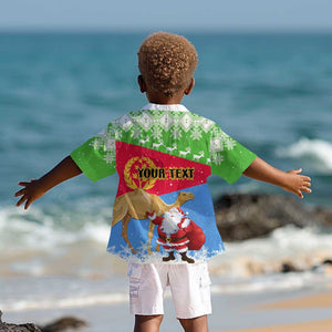 Custom Eritrea Christmas Kid Hawaiian Shirt with Santa Claus and Dromedary Camel