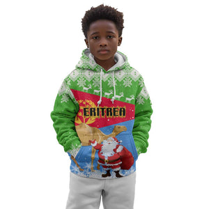 Custom Eritrea Christmas Kid Hoodie with Santa Claus and Dromedary Camel