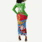 Custom Eritrea Christmas Long Sleeve Bodycon Dress with Santa Claus and Dromedary Camel LT01