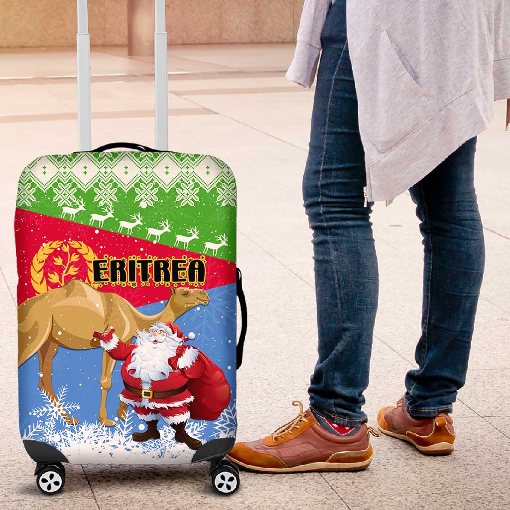 Eritrea Christmas Luggage Cover with Santa Claus and Dromedary Camel