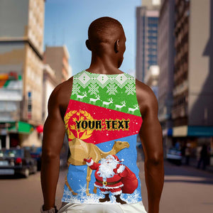 Custom Eritrea Christmas Men Tank Top with Santa Claus and Dromedary Camel