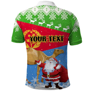 Custom Eritrea Christmas Polo Shirt with Santa Claus and Dromedary Camel