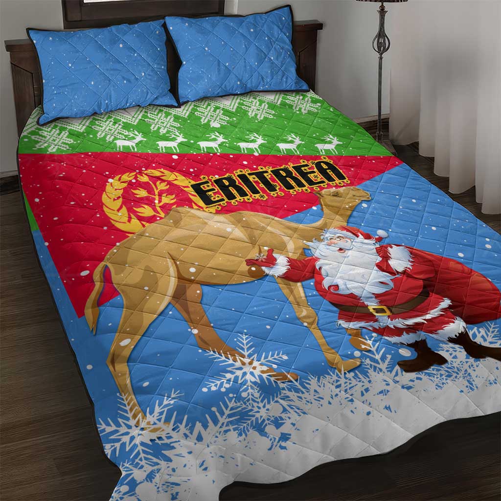 Eritrea Christmas Quilt Bed Set with Santa Claus and Dromedary Camel