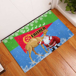 Eritrea Christmas Rubber Doormat with Santa Claus and Dromedary Camel