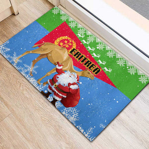 Eritrea Christmas Rubber Doormat with Santa Claus and Dromedary Camel