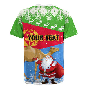 Custom Eritrea Christmas Rugby Jersey with Santa Claus and Dromedary Camel