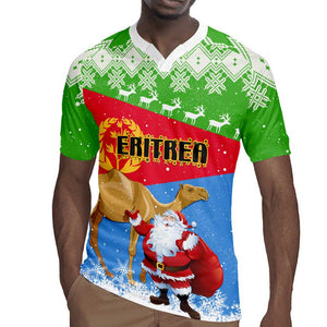 Custom Eritrea Christmas Rugby Jersey with Santa Claus and Dromedary Camel