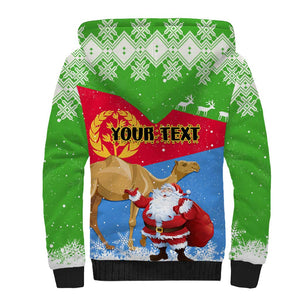 Custom Eritrea Christmas Sherpa Hoodie with Santa Claus and Dromedary Camel