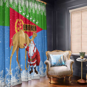 Eritrea Christmas Window Curtain with Santa Claus and Dromedary Camel