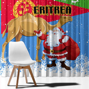 Eritrea Christmas Window Curtain with Santa Claus and Dromedary Camel