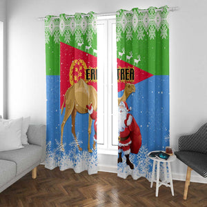 Eritrea Christmas Window Curtain with Santa Claus and Dromedary Camel