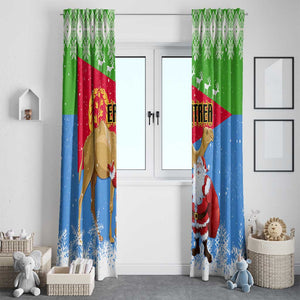 Eritrea Christmas Window Curtain with Santa Claus and Dromedary Camel